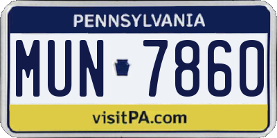 PA license plate MUN7860