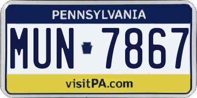 PA license plate MUN7867