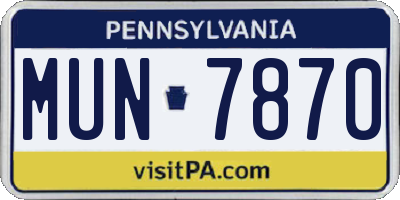 PA license plate MUN7870