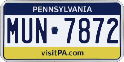 PA license plate MUN7872