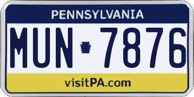 PA license plate MUN7876