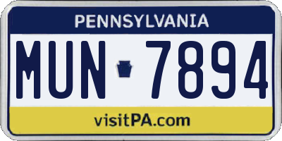 PA license plate MUN7894