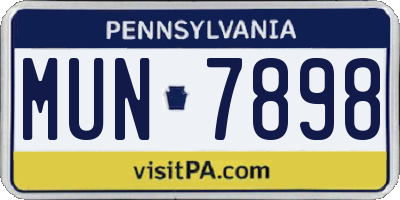 PA license plate MUN7898