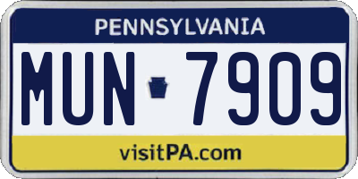 PA license plate MUN7909