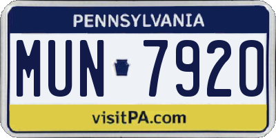 PA license plate MUN7920