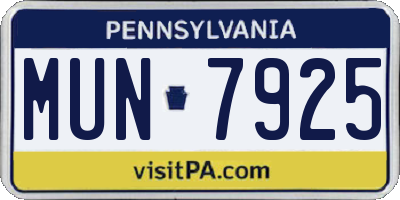 PA license plate MUN7925
