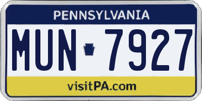PA license plate MUN7927