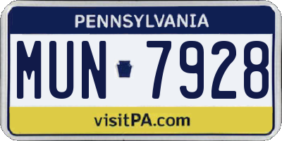 PA license plate MUN7928