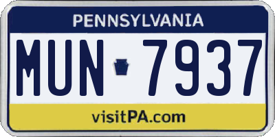 PA license plate MUN7937