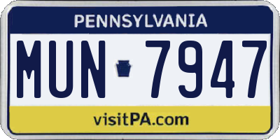 PA license plate MUN7947