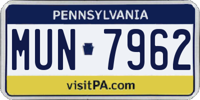 PA license plate MUN7962