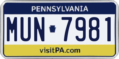 PA license plate MUN7981