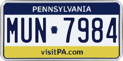 PA license plate MUN7984