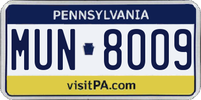 PA license plate MUN8009