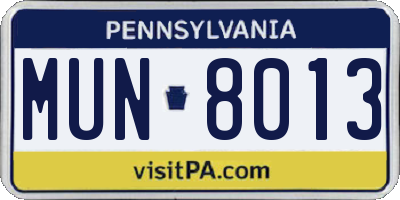 PA license plate MUN8013