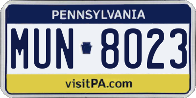 PA license plate MUN8023