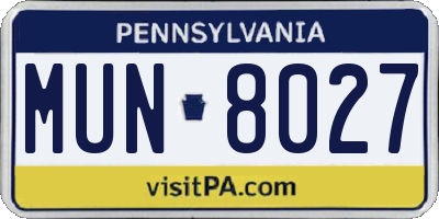 PA license plate MUN8027