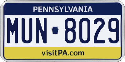 PA license plate MUN8029