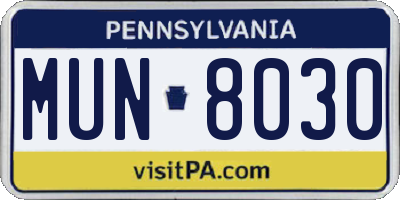 PA license plate MUN8030