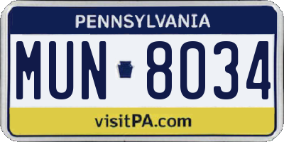 PA license plate MUN8034