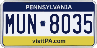 PA license plate MUN8035