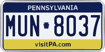 PA license plate MUN8037