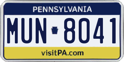 PA license plate MUN8041