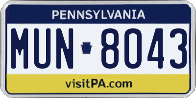 PA license plate MUN8043