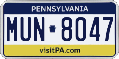 PA license plate MUN8047
