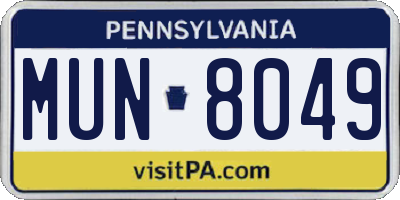 PA license plate MUN8049