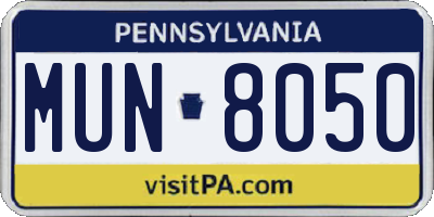 PA license plate MUN8050
