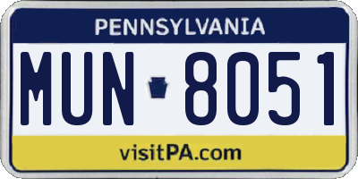 PA license plate MUN8051