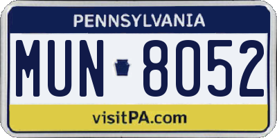 PA license plate MUN8052