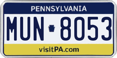 PA license plate MUN8053