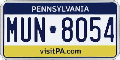 PA license plate MUN8054