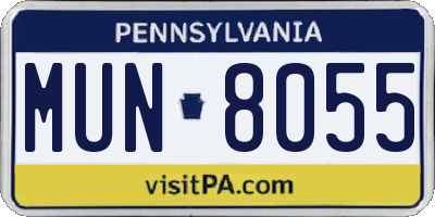 PA license plate MUN8055