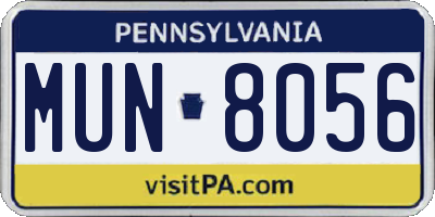 PA license plate MUN8056