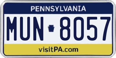 PA license plate MUN8057