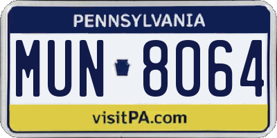 PA license plate MUN8064