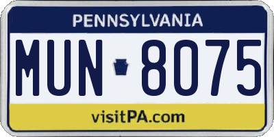 PA license plate MUN8075