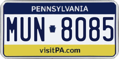 PA license plate MUN8085