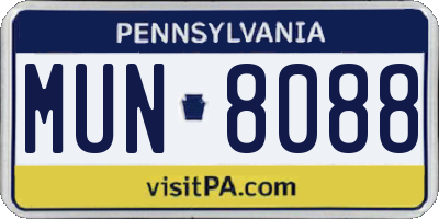 PA license plate MUN8088