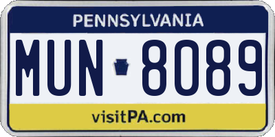 PA license plate MUN8089
