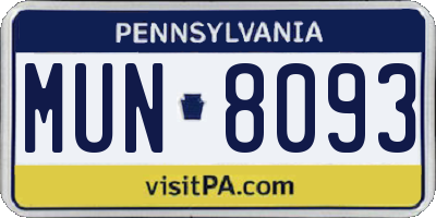 PA license plate MUN8093