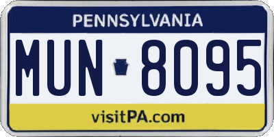 PA license plate MUN8095