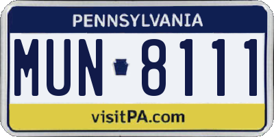 PA license plate MUN8111