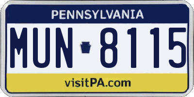 PA license plate MUN8115