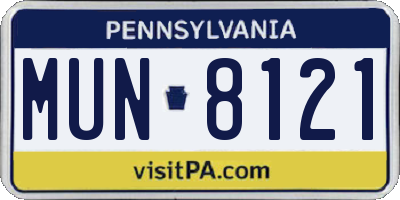 PA license plate MUN8121