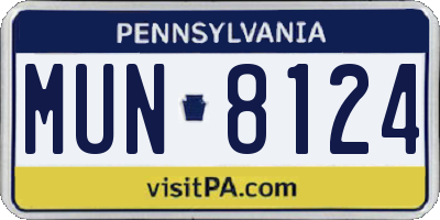 PA license plate MUN8124