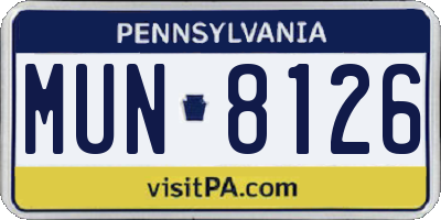 PA license plate MUN8126